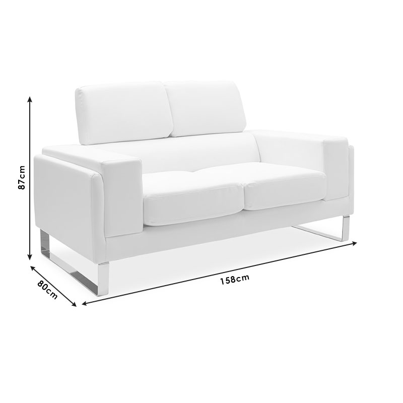 Καναπές Shea pakoworld 2θέσιος PU ivory-inox 158x80x87εκ 7