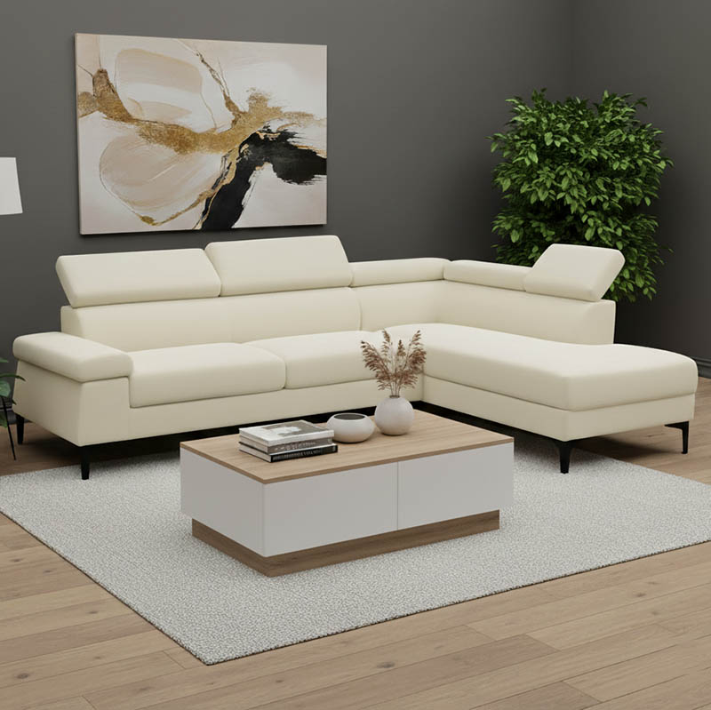 Γωνιακός καναπές Gracious pakoworld αριστερή γωνία ύφασμα μπεζ 257x178x86εκ 2