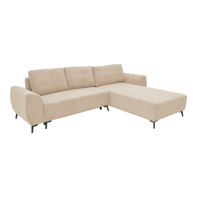 Kαναπές κρεβάτι τριθέσιος αναστρέψιμος Settee pakoworld ύφασμα με αποθηκευτικό χώρο σε μπεζ απόχρωση 286x204x93εκ 1