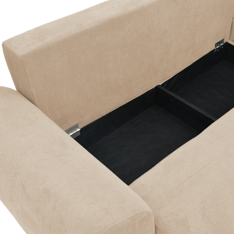 Kαναπές κρεβάτι τριθέσιος αναστρέψιμος Settee pakoworld ύφασμα με αποθηκευτικό χώρο σε μπεζ απόχρωση 286x204x93εκ 7