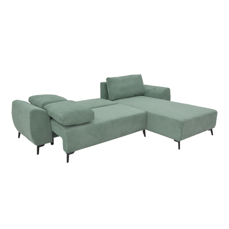 Kαναπές κρεβάτι τριθέσιος αναστρέψιμος Settee pakoworld ύφασμα με αποθηκευτικό χώρο σε μέντα απόχρωση 286x204x93εκ 2