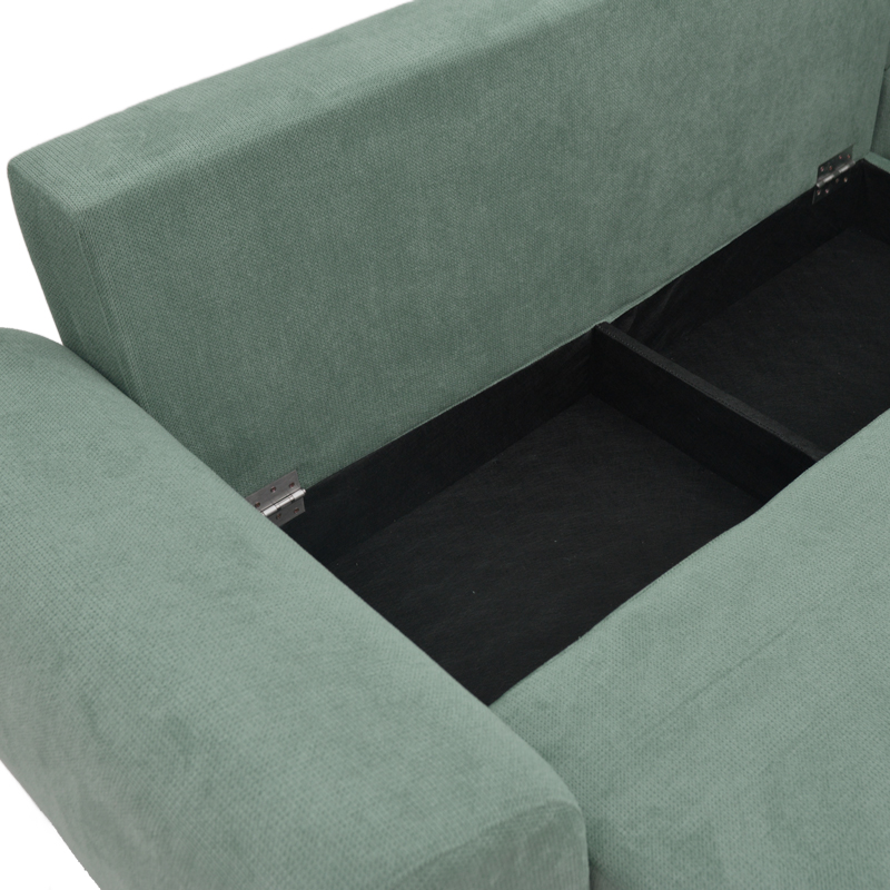 Kαναπές κρεβάτι τριθέσιος αναστρέψιμος Settee pakoworld ύφασμα με αποθηκευτικό χώρο σε μέντα απόχρωση 286x204x93εκ 6