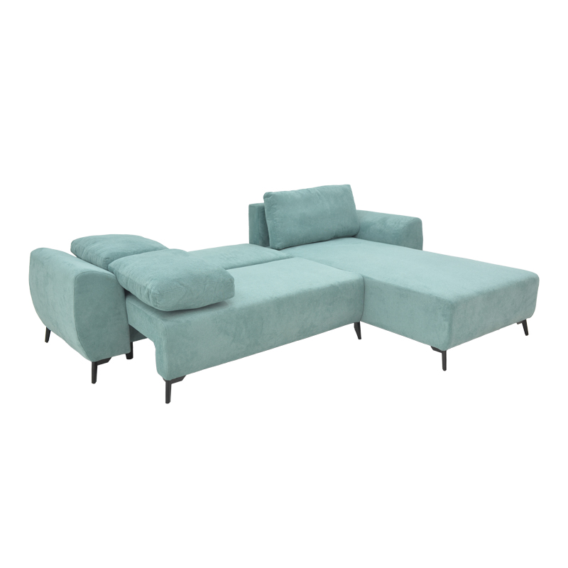 Kαναπές κρεβάτι τριθέσιος αναστρέψιμος Settee pakoworld ύφασμα με αποθηκευτικό χώρο σε σιέλ απόχρωση 286x204x93εκ 2