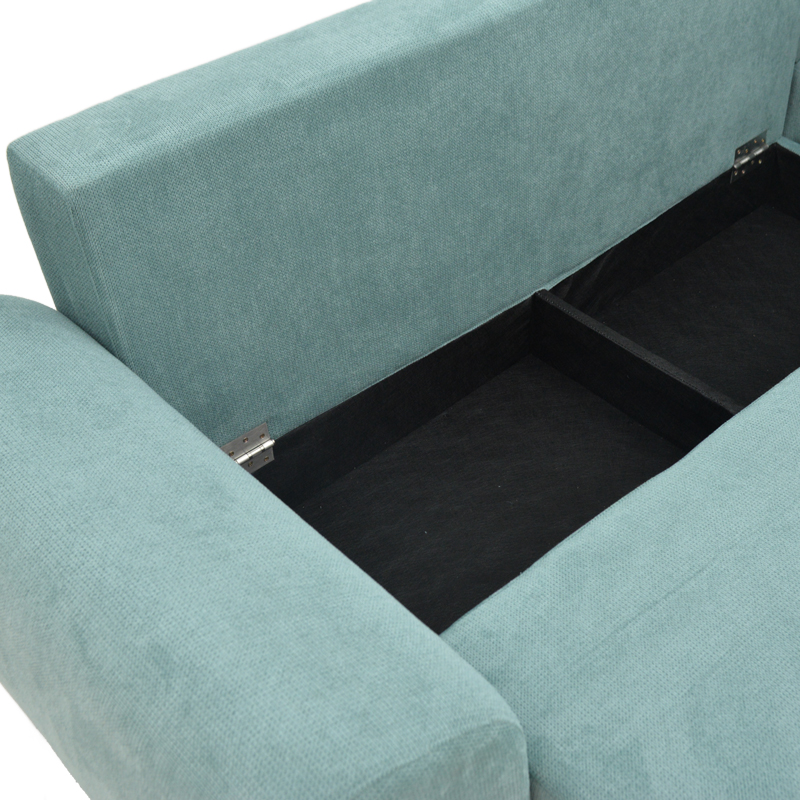 Kαναπές κρεβάτι τριθέσιος αναστρέψιμος Settee pakoworld ύφασμα με αποθηκευτικό χώρο σε σιέλ απόχρωση 286x204x93εκ 6