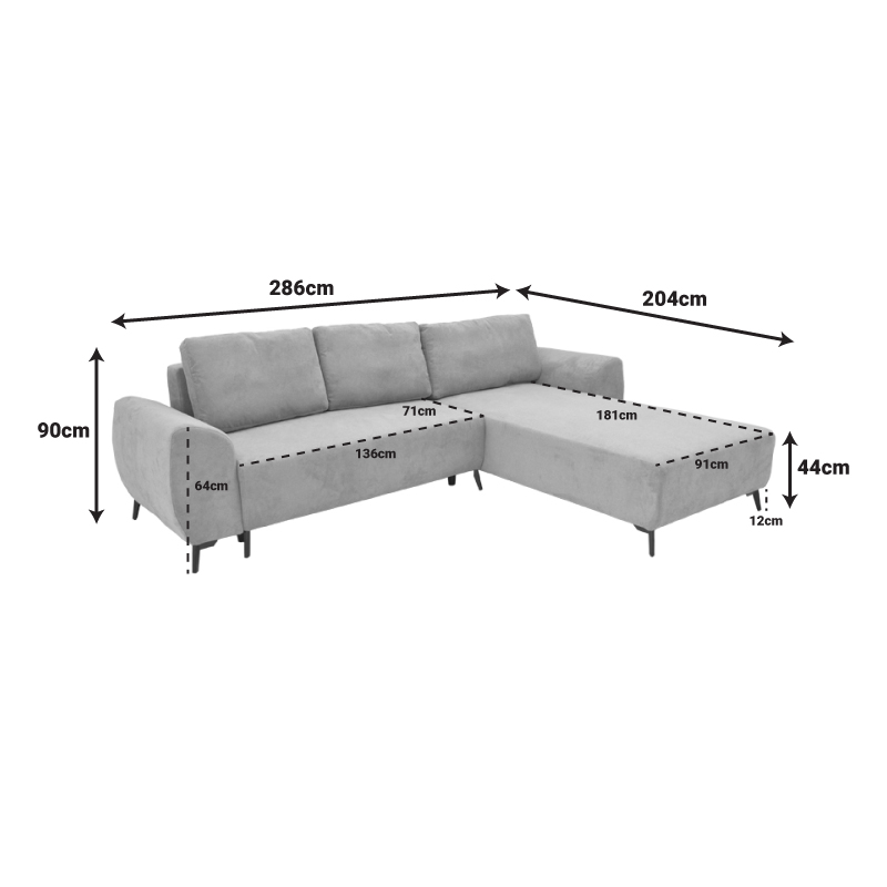 Kαναπές κρεβάτι τριθέσιος αναστρέψιμος Settee pakoworld ύφασμα με αποθηκευτικό χώρο σε σιέλ απόχρωση 286x204x93εκ 9