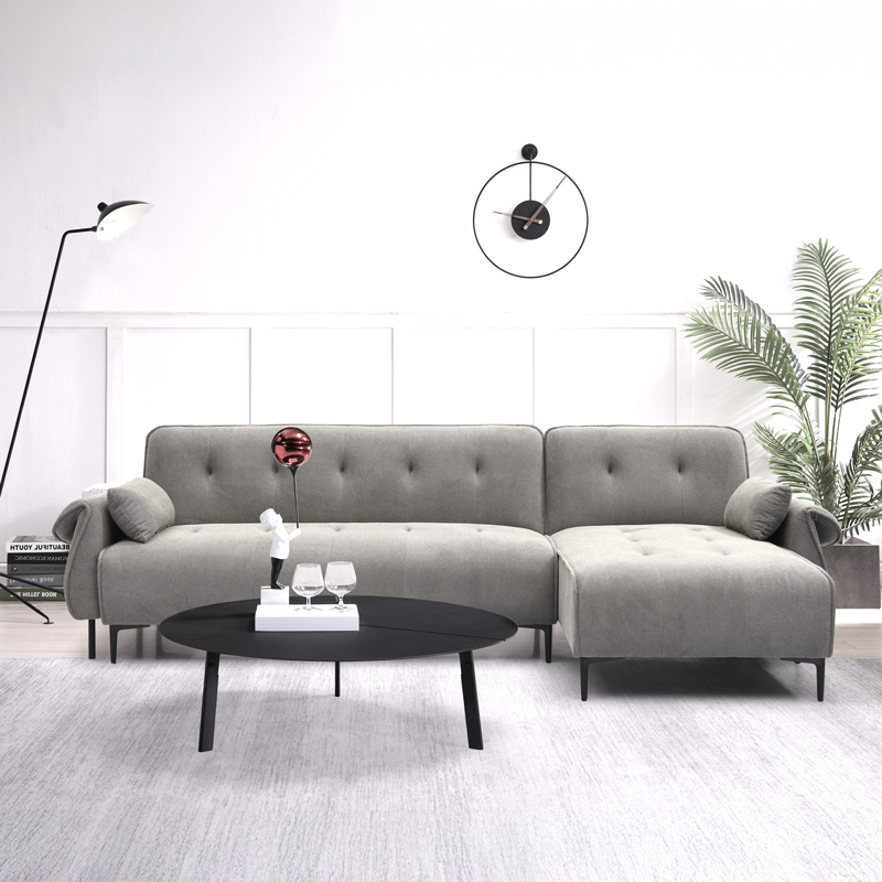 Kαναπές κρεβάτι τριθέσιος αναστρέψιμος Nuavid pakoworld ύφασμα σε γκρι απόχρωση 293x143x85εκ 2