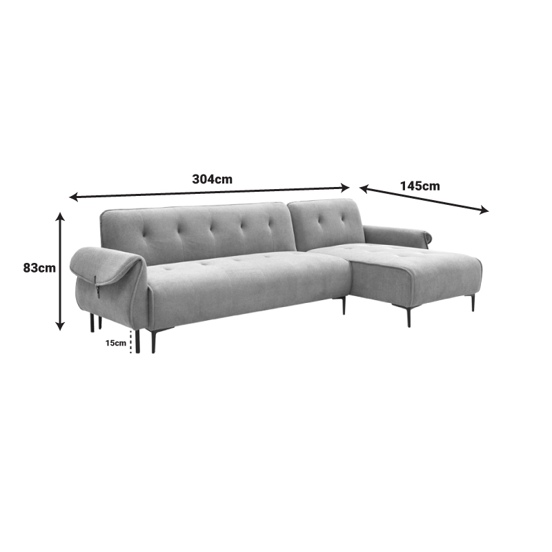 Kαναπές κρεβάτι τριθέσιος αναστρέψιμος Nuavid pakoworld ύφασμα σε κίτρινη απόχρωση 293x143x85εκ 7