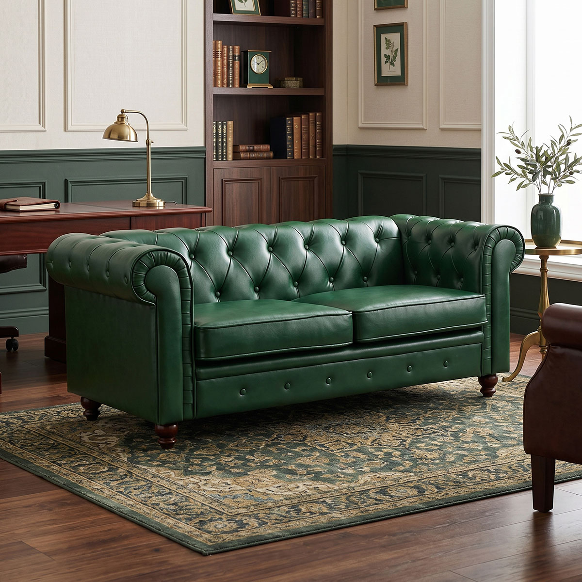 Kαναπές διθέσιος τ. Chesterfield pakoworld pu κυπαρισσί 160x84x67εκ 1