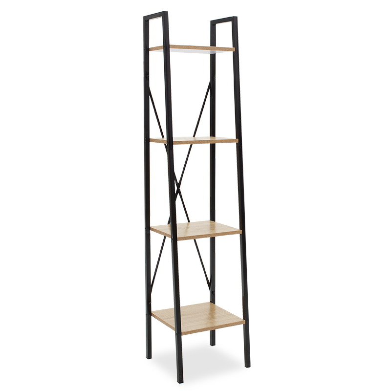 Βιβλιοθήκη Ramon pakoworld φυσικό-μαύρο 34x32,5x148εκ 2