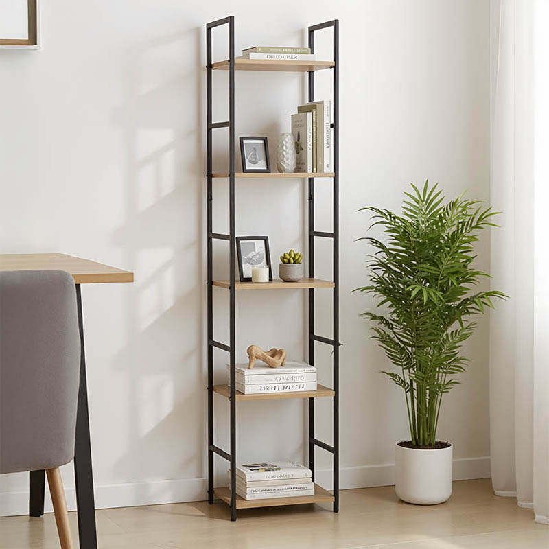 Βιβλιοθήκη Azuel pakoworld φυσικό-μαύρο μέταλλο 29x23.5x144εκ 2