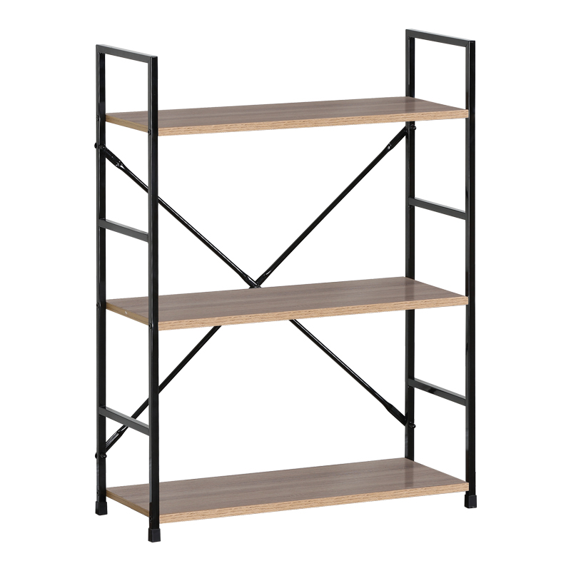 Βιβλιοθήκη-ραφιέρα Manlo pakoworld φυσικό-μαύρο μέταλλο 58.6x23.5x80εκ 1