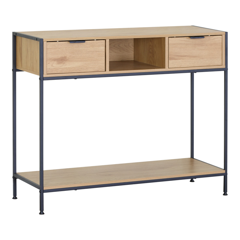 Κονσόλα Regando pakoworld σε oak απόχρωση με μαύρο μέταλλο 100x35x80εκ 2