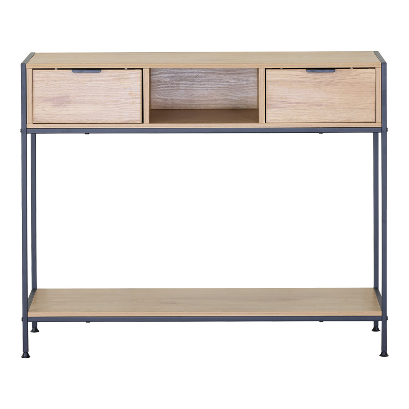 Κονσόλα Regando pakoworld σε oak απόχρωση με μαύρο μέταλλο 100x35x80εκ 3