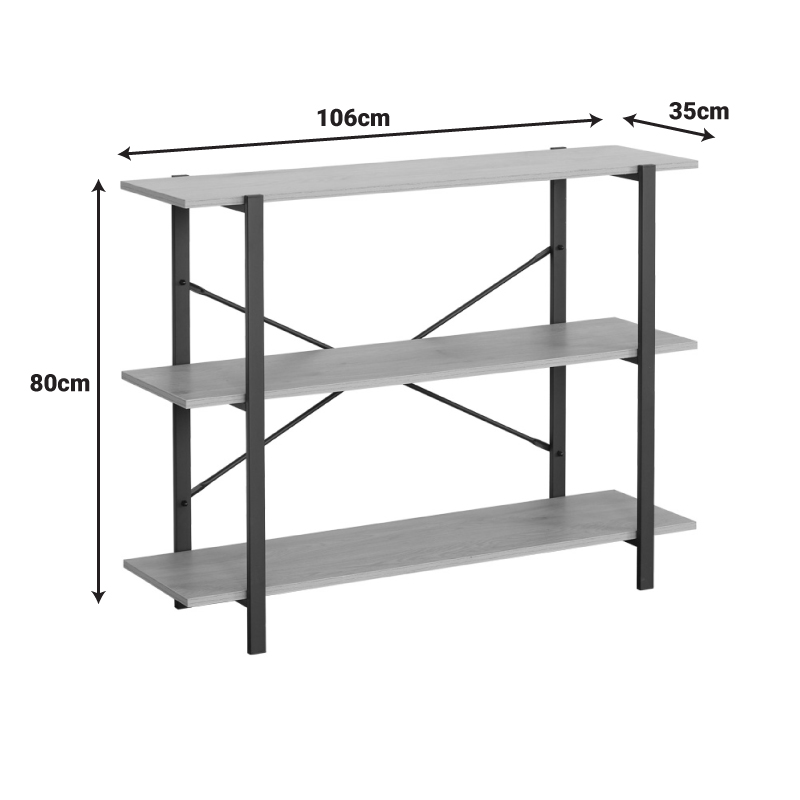 Επιδαπέδια ραφιέρα Nebranzo pakoworld σε oak απόχρωση με μαύρο μέταλλο 106x35x80εκ 5