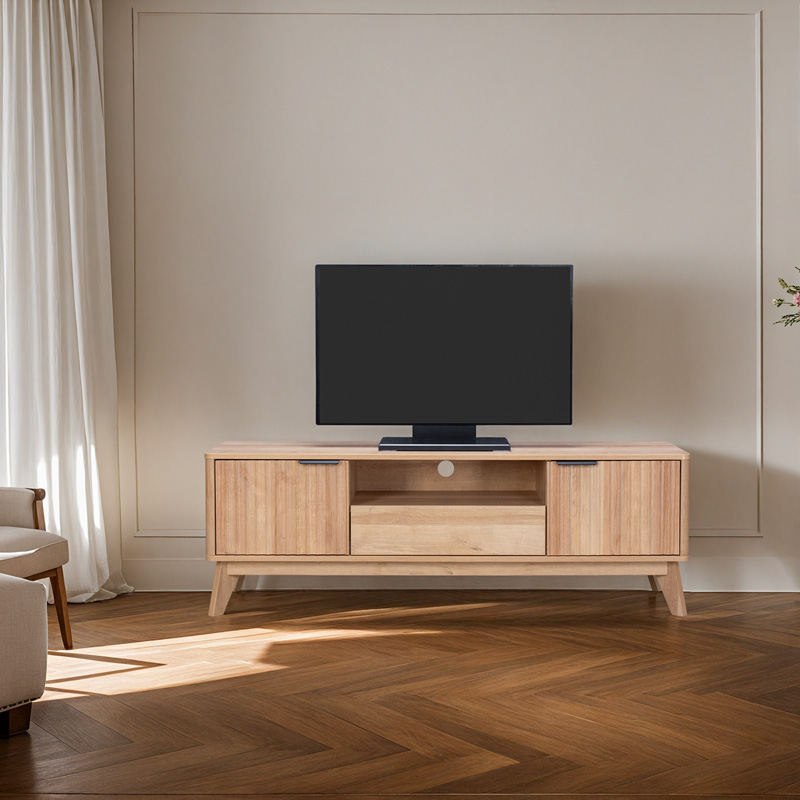 Έπιπλο τηλεόρασης Hamea pakoworld mdf σε φυσική απόχρωση 145x39,5x49εκ 2