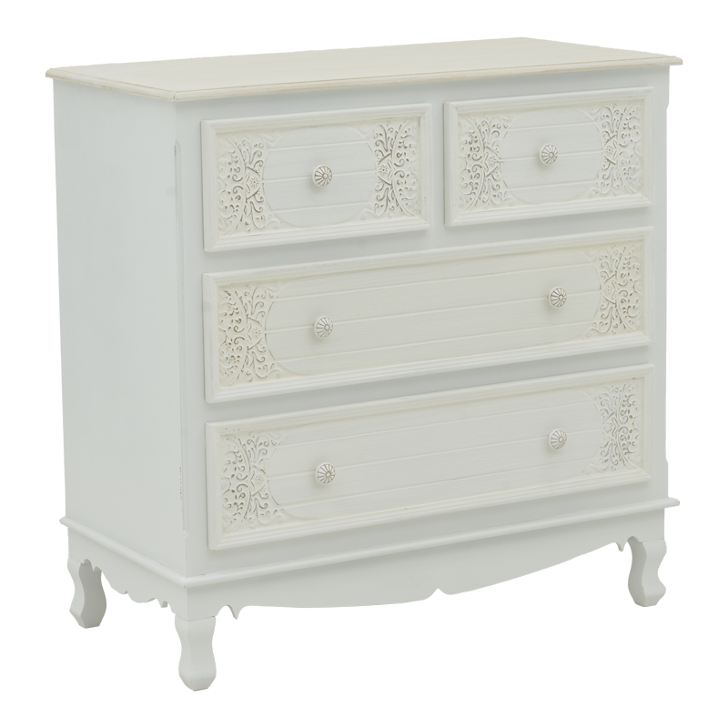 Συρταριέρα Pazlen Inart mdf σε λευκή αντικέ απόχρωση 80x40x80εκ 1