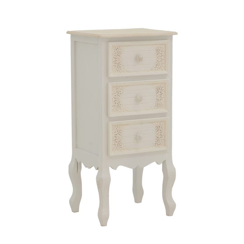 Κομοδίνο Pazlen Inart mdf σε λευκή αντικέ απόχρωση 40x34.5x82εκ 1