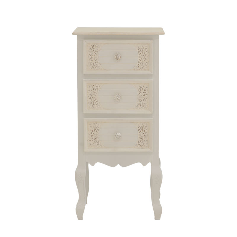 Κομοδίνο Pazlen Inart mdf σε λευκή αντικέ απόχρωση 40x34.5x82εκ 2