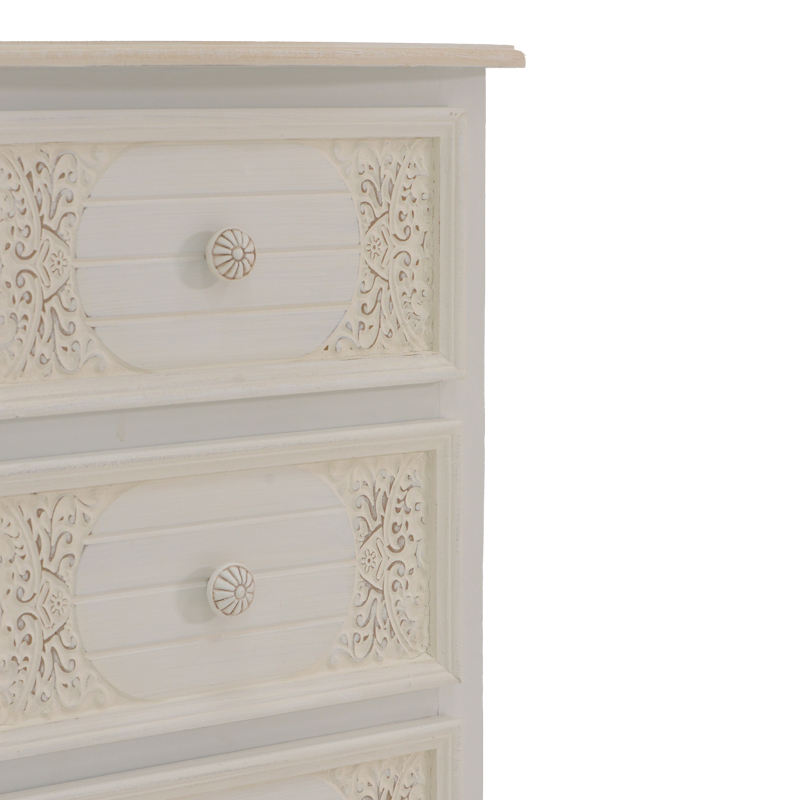 Κομοδίνο Pazlen Inart mdf σε λευκή αντικέ απόχρωση 40x34.5x82εκ 5