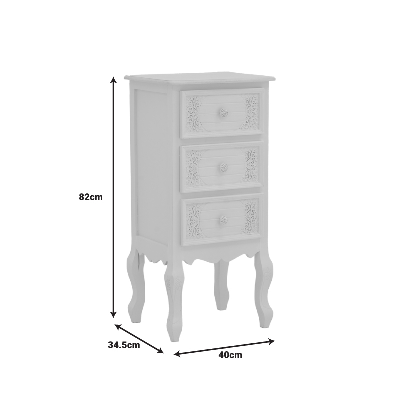 Κομοδίνο Pazlen Inart mdf σε λευκή αντικέ απόχρωση 40x34.5x82εκ 6