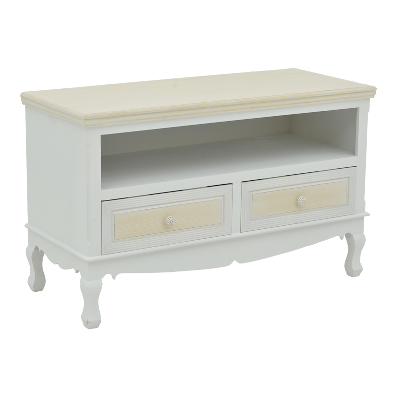 Έπιπλο τηλεόρασης Joliene Inart mdf σε λευκή αντικέ-φυσική απόχρωση 100x42x61εκ 2