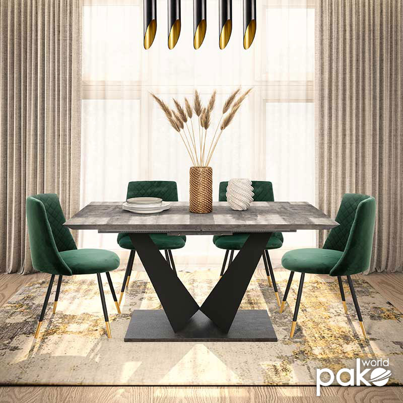 Τραπέζι Gordon pakoworld επεκτεινόμενο γκρι cement- πόδι μαύρο μέταλλο 160-200x90x75εκ 2