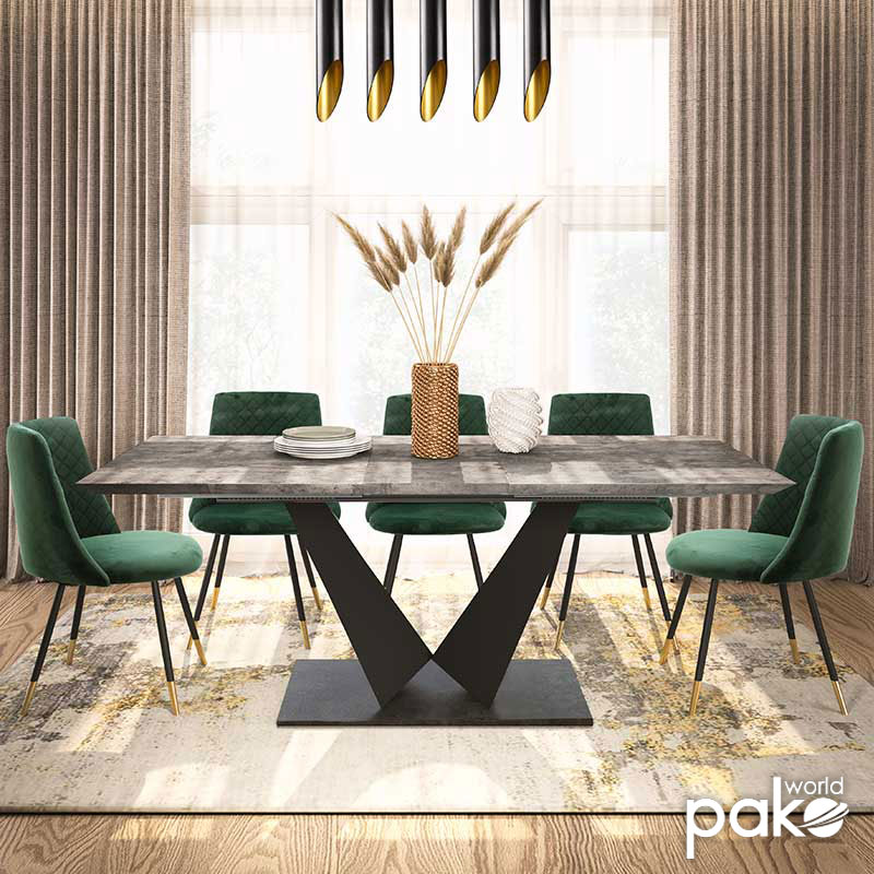 Τραπέζι Gordon pakoworld επεκτεινόμενο γκρι cement- πόδι μαύρο μέταλλο 160-200x90x75εκ 3