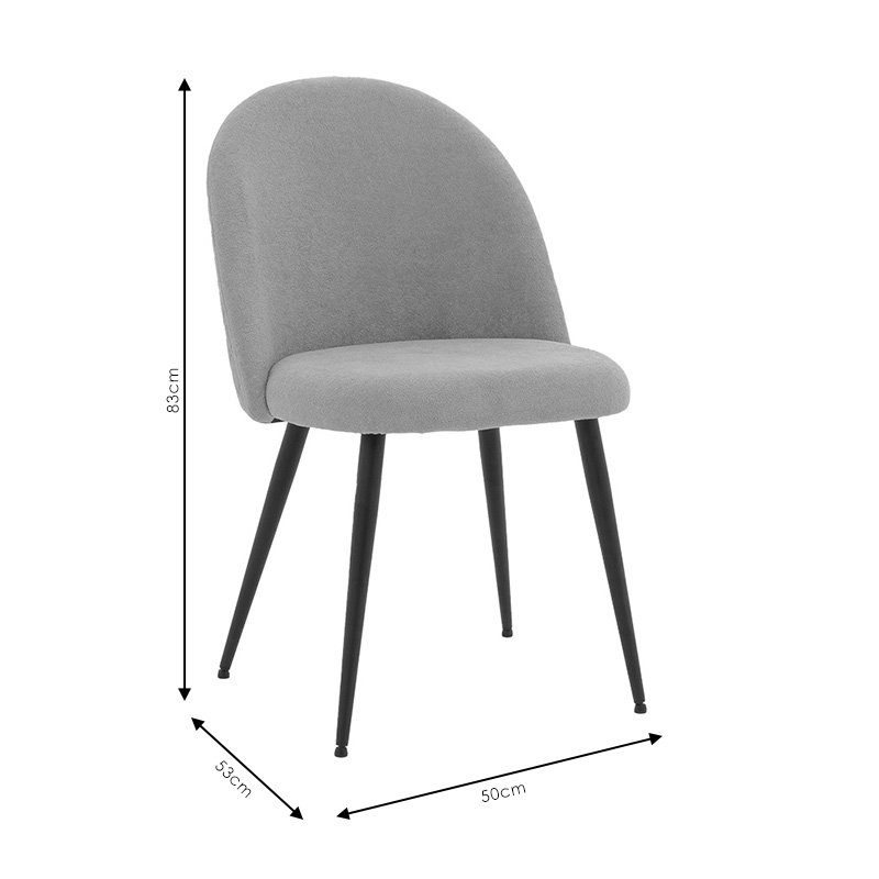 Καρέκλα Graceful pakoworld ύφασμα  ανοιχτό γκρι-πόδι μαύρο 8