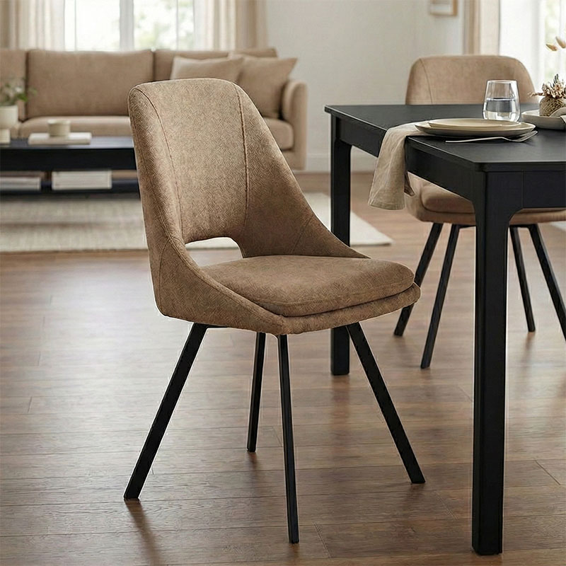 Καρέκλα Initiate pakoworld ύφασμα καφέ-πόδι μαύρο 2