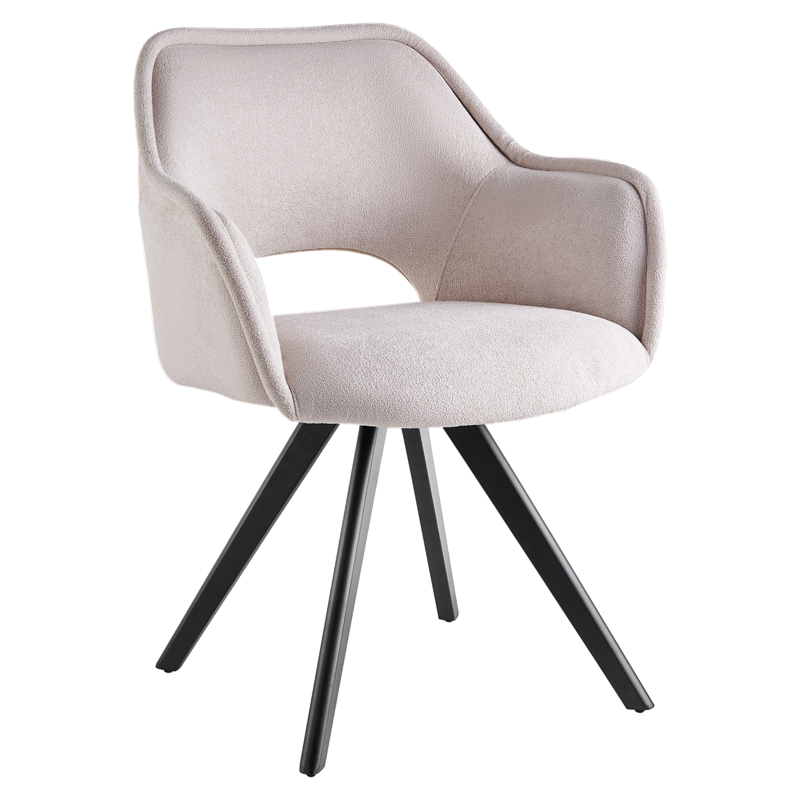 Πολυθρόνα Soreyia pakoworld περιστρεφόμενη μπεζ ύφασμα-πόδι μαύρο μέταλλο 63x59x83εκ 1