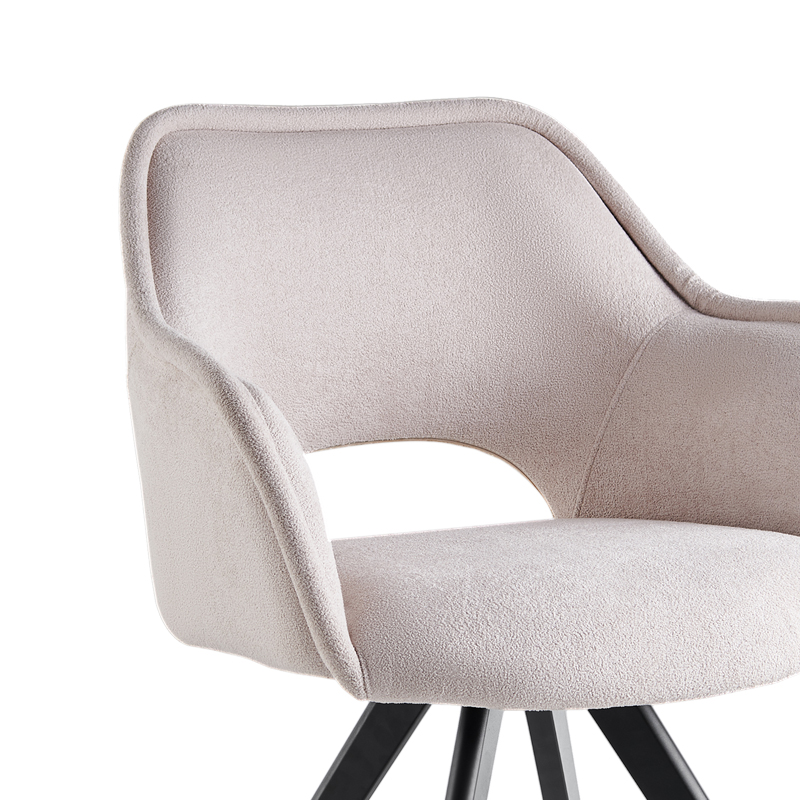 Πολυθρόνα Soreyia pakoworld περιστρεφόμενη μπεζ ύφασμα-πόδι μαύρο μέταλλο 63x59x83εκ 5