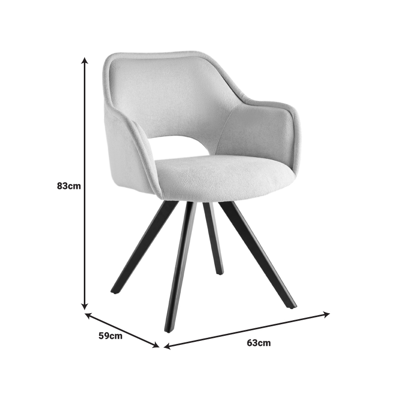 Πολυθρόνα Soreyia pakoworld περιστρεφόμενη ανοιχτό γκρι ύφασμα-πόδι μαύρο μέταλλο 63x59x83εκ 7