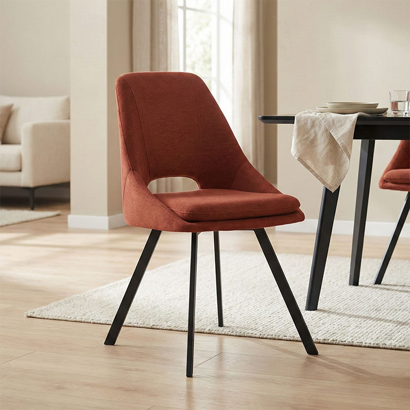 Καρέκλα Initiate pakoworld terracotta ύφασμα-πόδι μαύρο μέταλλο 48x57x85εκ 2