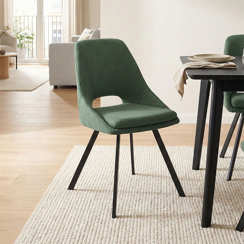 Καρέκλα Initiate pakoworld πράσινο ύφασμα-πόδι μαύρο μέταλλο 48x57x85εκ 2