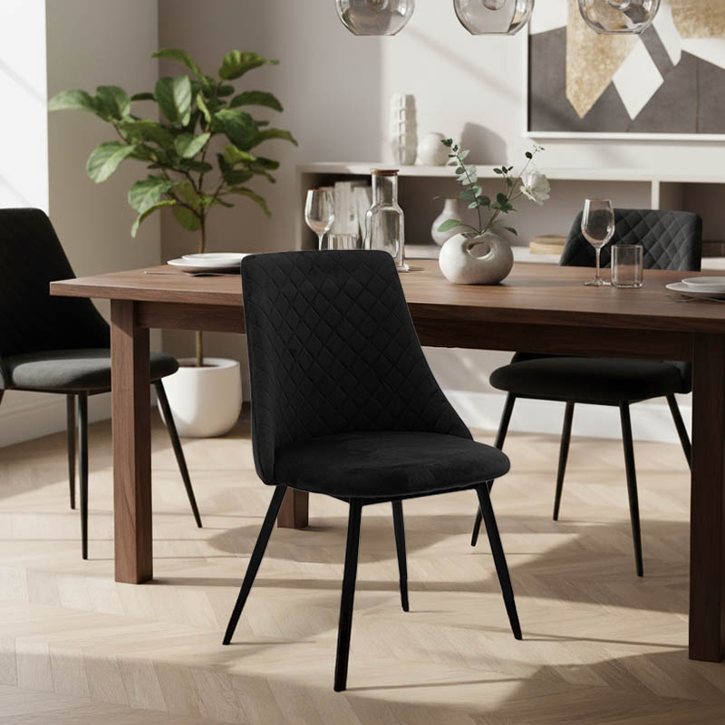 Καρέκλα Giselle pakoworld βελούδο μαύρο-πόδι μαύρο 2