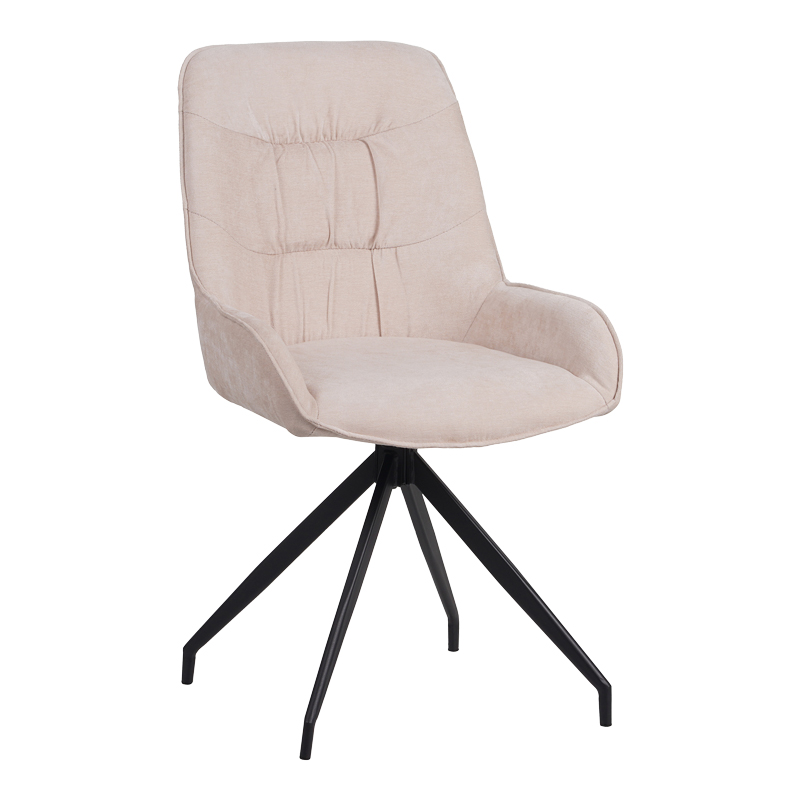 Καρέκλα περιστρεφόμενη Kadeira pakoworld ύφασμα μπεζ με μαύρα μεταλλικά πόδια 57.5x51x89 1
