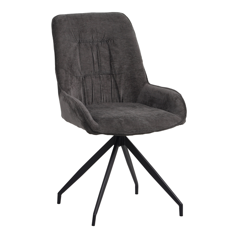 Καρέκλα περιστεφόμενη Kadeira pakoworld ύφασμα σκούρο γκρι- μαύρα μεταλλικά πόδια 57.5x51x89εκ 1