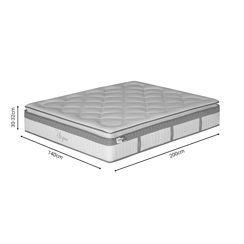 Στρώμα Utopia pakoworld pocket spring μονής όψης με ανώστρωμα 30-32cm 140x200εκ 6