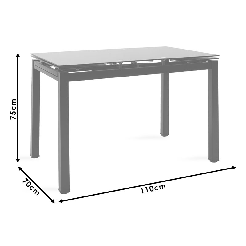 Τραπέζι επεκτεινόμενο Finn pakoworld γυάλινο 8χιλ μαύρο 110-170x70x75εκ 7