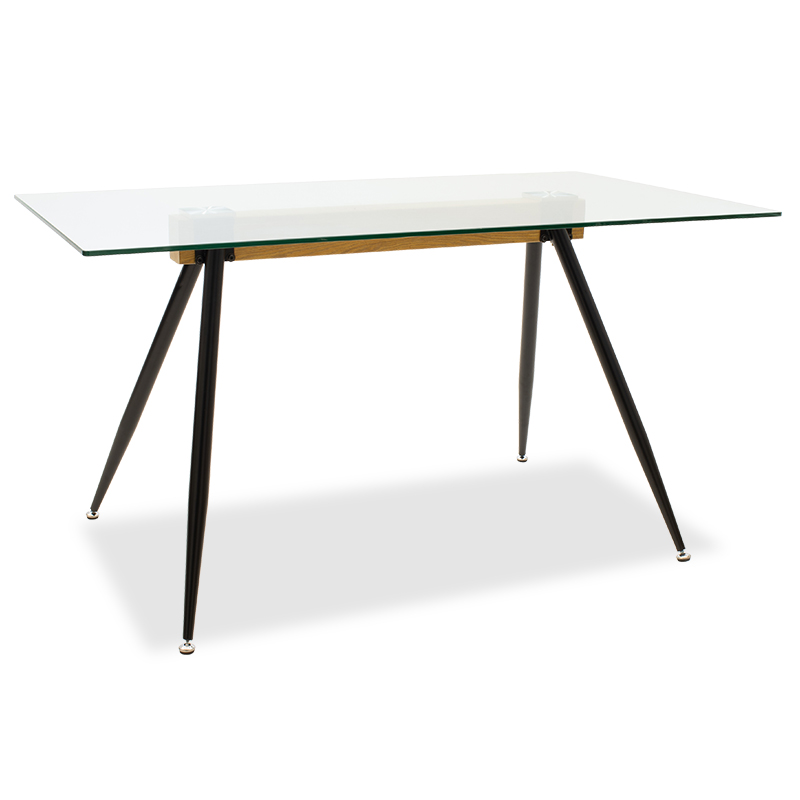 Τραπέζι Astrid pakoworld γυάλινο 10χιλ - πόδι μαύρο 140x80x75εκ 1
