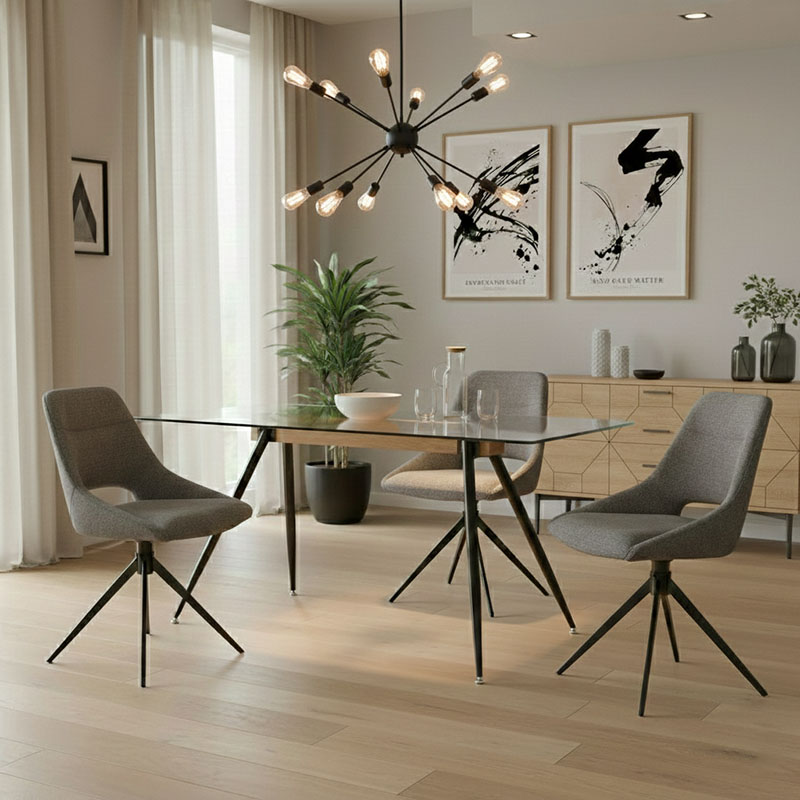 Τραπέζι Astrid pakoworld γυάλινο 10χιλ - πόδι μαύρο 140x80x75εκ 2