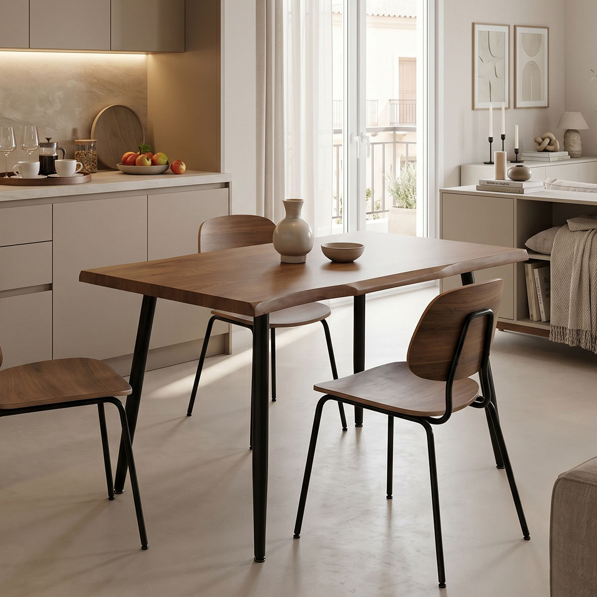 Τραπέζι Neve pakoworld MDF καρυδί-πόδι μεταλλικό μαύρο 120x80x75εκ 1