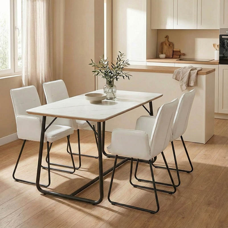 Τραπέζι Revello pakoworld sintered stone λευκό μαρμάρου-μαύρο 150x90x75εκ 2