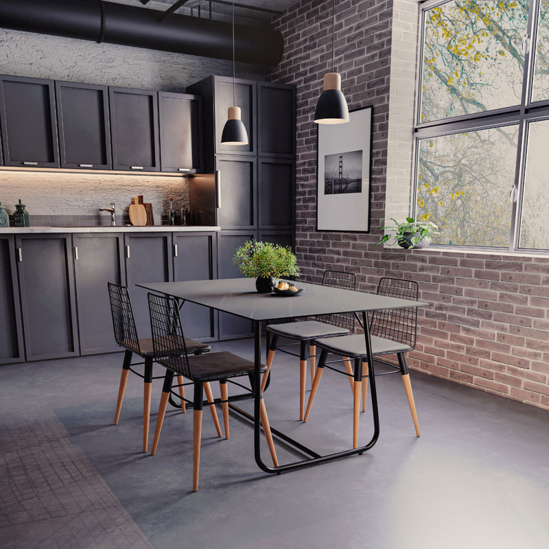 Τραπέζι Revello pakoworld sintered stone μαύρο μαρμάρου-μαύρο 150x90x75εκ 2