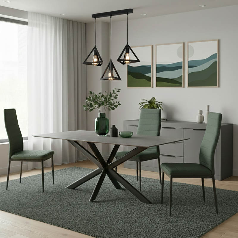 Τραπέζι Bethan pakoworld sintered stone γκρι cement-μαύρο 180x90x75εκ 2