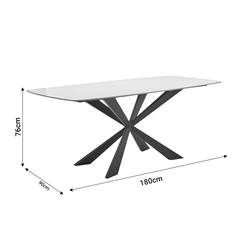 Τραπέζι Viano pakoworld sintered stone ανοιχτό γκρι-μαύρο 180x85x76εκ 6