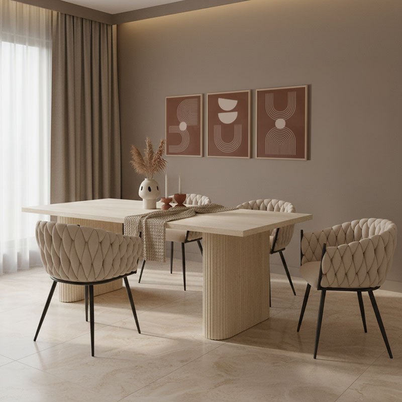 Τραπέζι Loozir pakoworld mdf σε όψη τραβερτίνας 180x90x75εκ 2