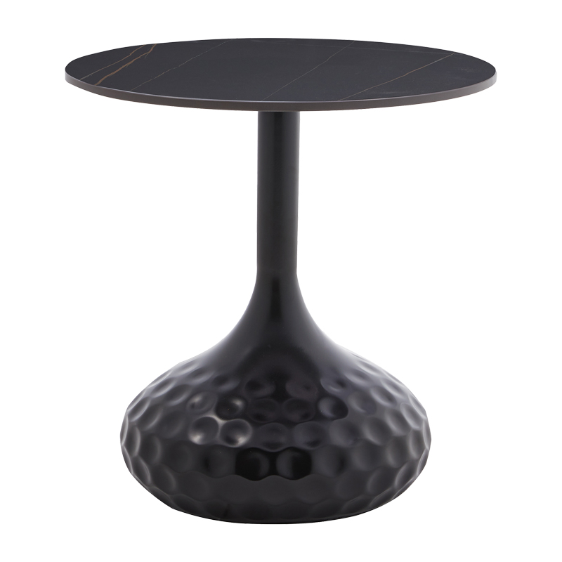 Βοηθητικό τραπέζι Fabron Inart μαύρο sintered stone Φ50x52εκ 2