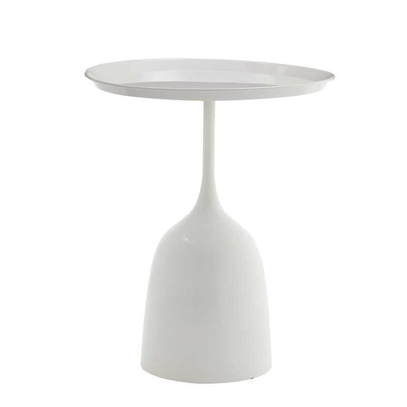 Βοηθητικό τραπέζι Agrile Inart λευκό μέταλλο Φ50x60εκ 2