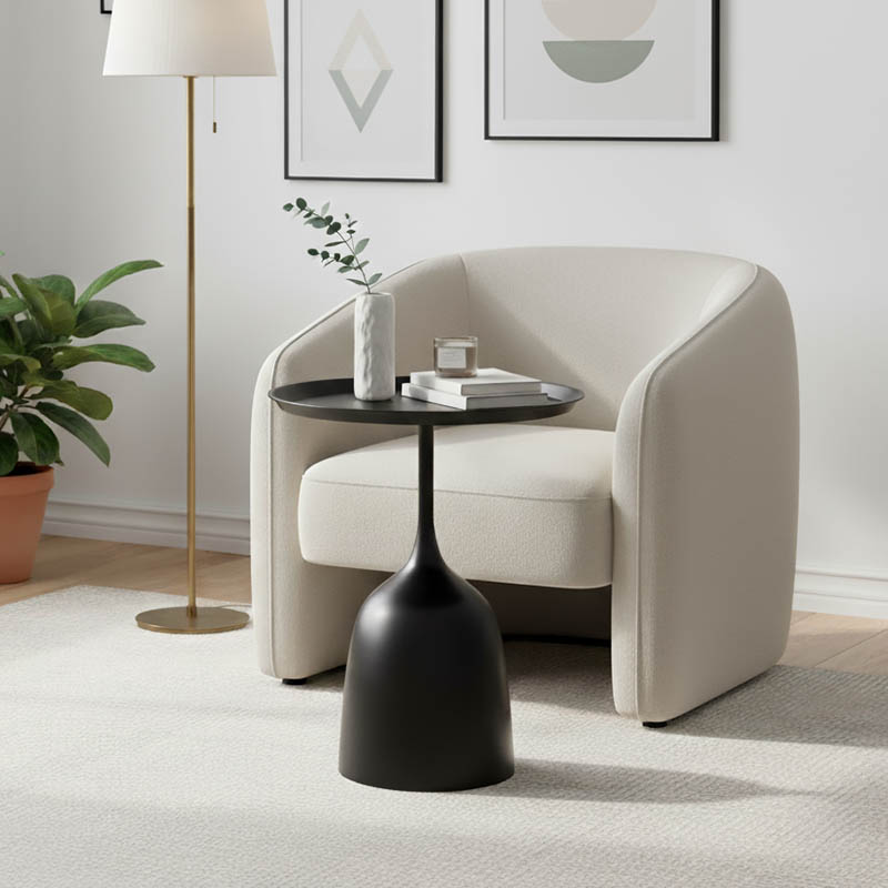 Βοηθητικό τραπέζι Agrile Inart μαύρο μέταλλο Φ50x60εκ 1